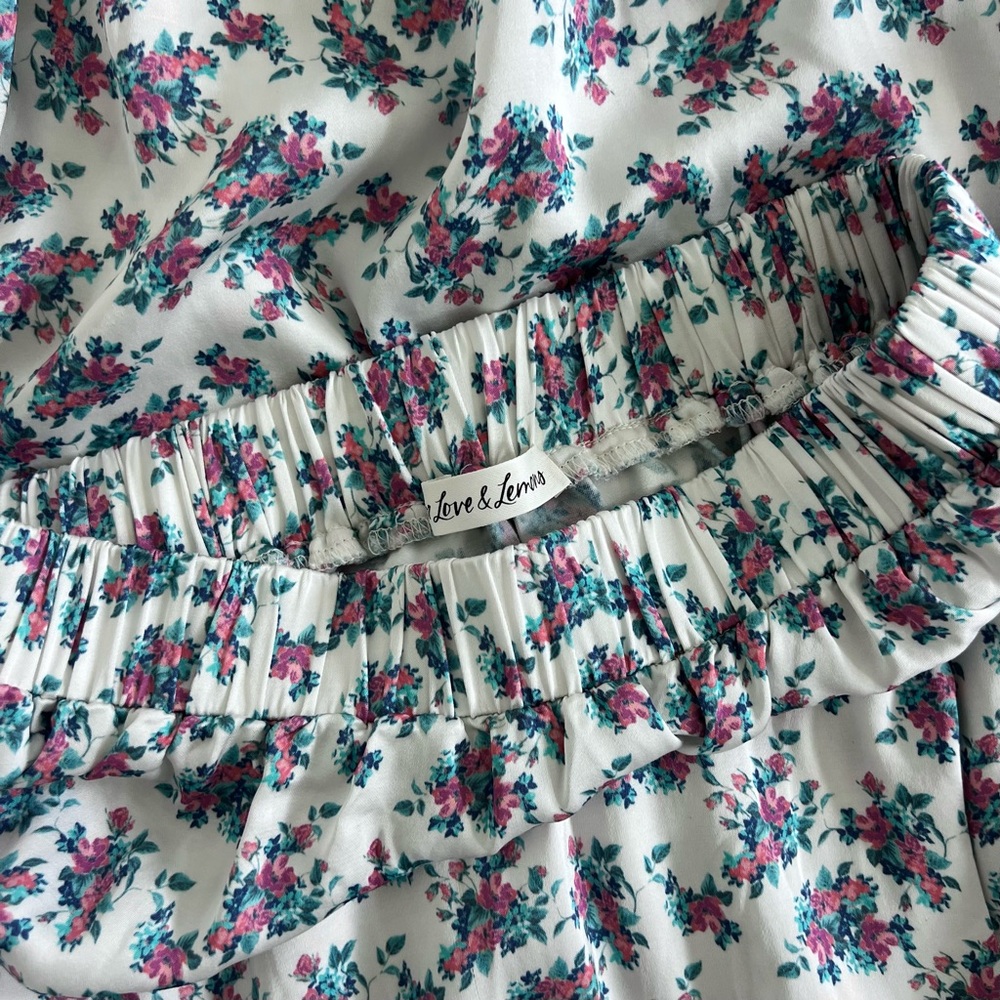 For Love & Lemons White Ditsy Floral Midi/Maxi Skirt Elastic Waist XS/S - Picture 3 of 3